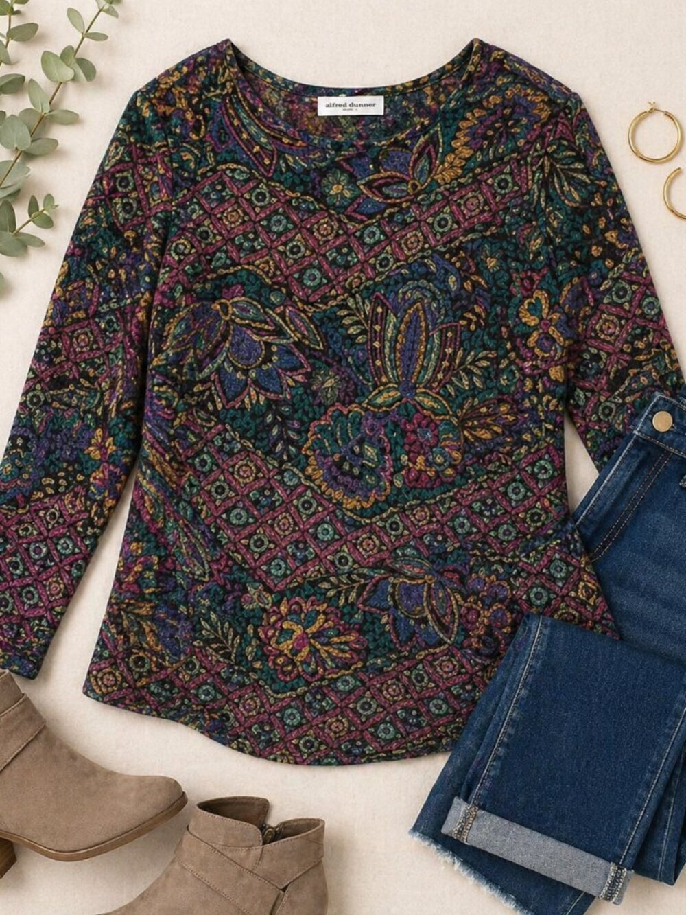 Norton McNaughton Vintage Floral Paisley Top Long Sleeve Size 10